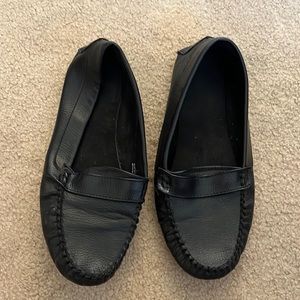 Black flat loafers for work